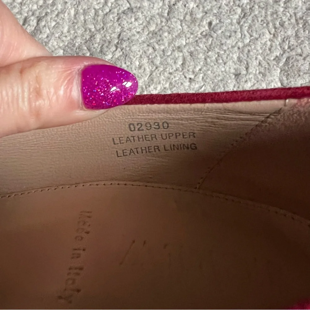 J.Crew: Classic Made In Italy Red Suede Rounded Toe Block High Heels Size 9 - Picture 8 of 10